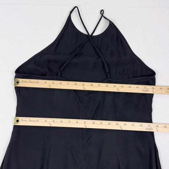 Madewell Dress Womens 12 Black Crisscross High Neck Midi Slip - Picture 12 of 14
